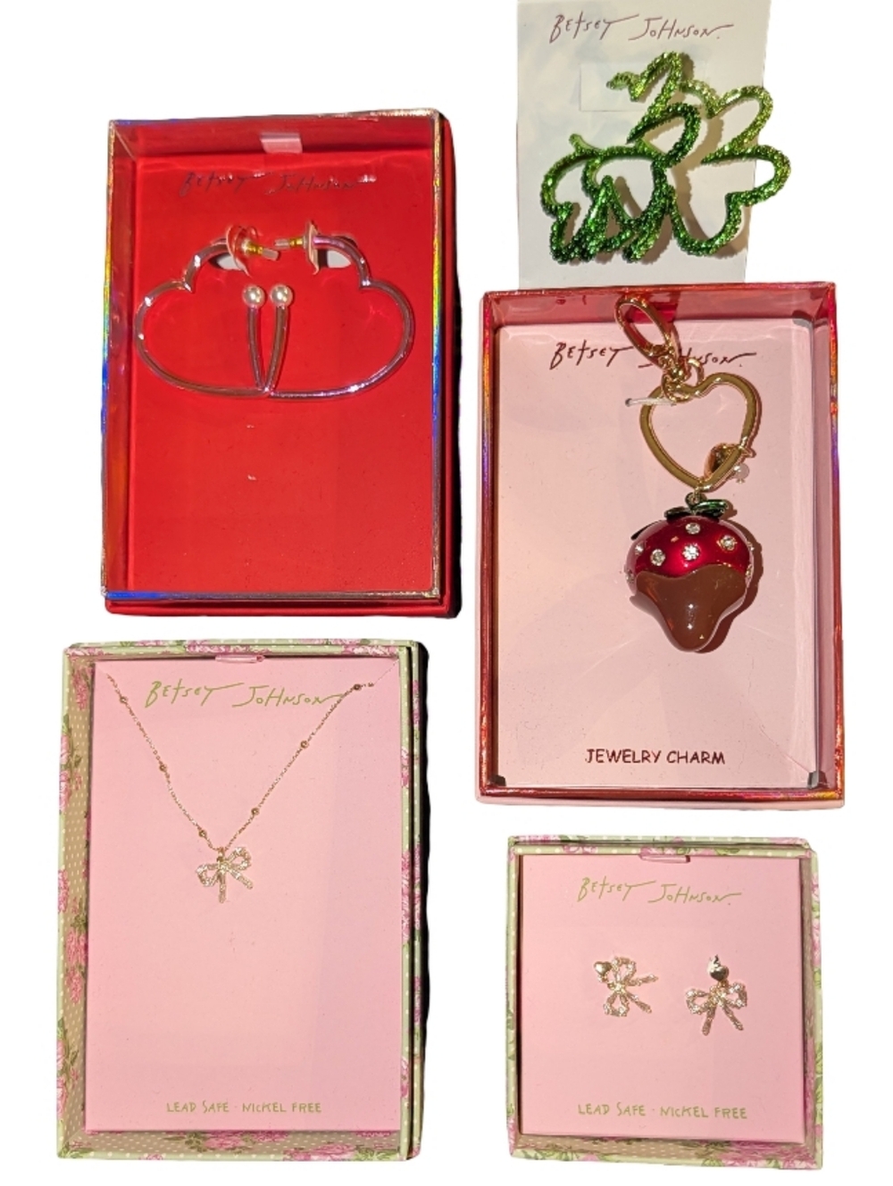Betsey Johnson 4pc Jewelry & Charm Lot +🎁FREE CLOVER EARRINGS🎁